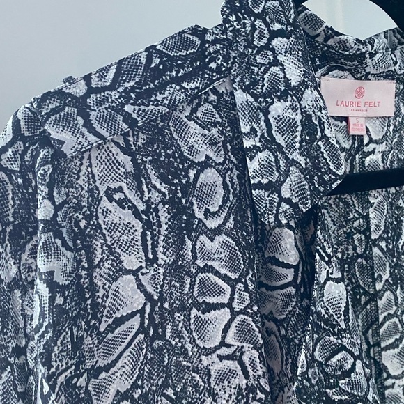 Laurie Felt Animal-Print Duster BLACK SNAKE Small Polyester Printed - Picture 16 of 16